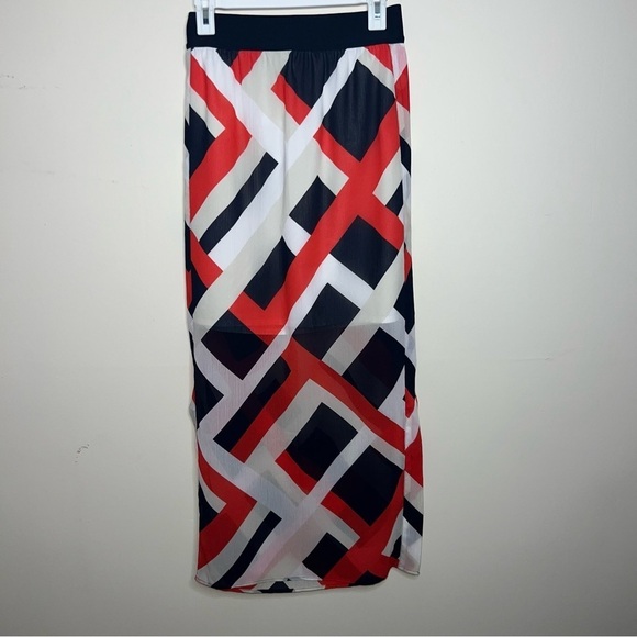 Ann Taylor Geometric Print Semi Sheer Maxi Skirt Size XS - Picture 4 of 5